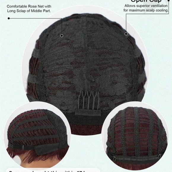 Short Burgundy Wig for Women - Picture 5 of 7